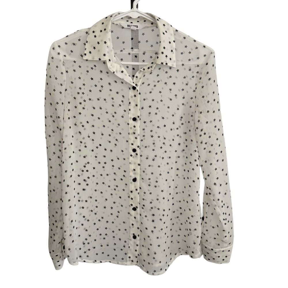 BB Dakota Whimsigoth Star Sheer Button-Up Shirt XS